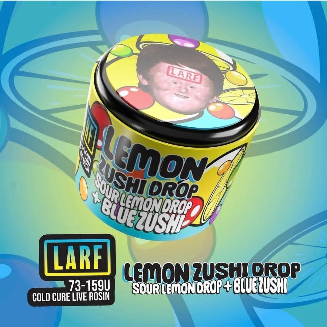 Ginger Larf Lemon Zushi Drop 73-159u cold cure live rosin jar
